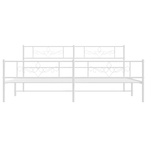 sengeramme med sengegavl og fodgærde 193x203 cm metal hvid