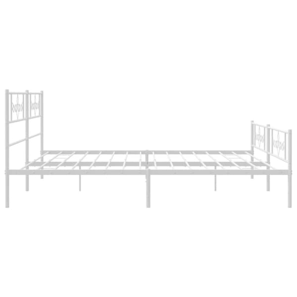 sengeramme med sengegavl og fodgærde 193x203 cm metal hvid