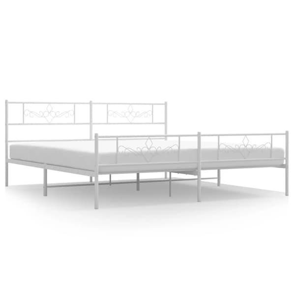sengeramme med sengegavl og fodgærde 193x203 cm metal hvid