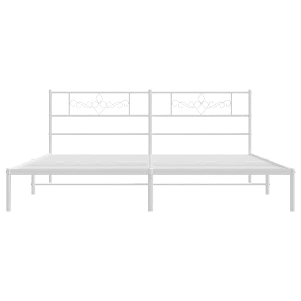 Sängram med huvudgavel metall vit 183x213 cm