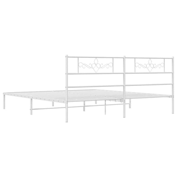 Sängram med huvudgavel metall vit 183x213 cm