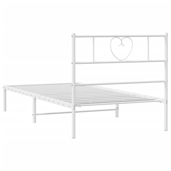 Sängram med huvudgavel metall vit 107x203 cm