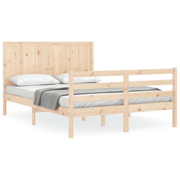 sengeramme med sengegavl kingsize massivt træ