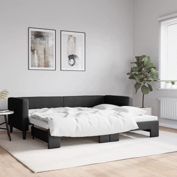 Dagbädd utdragbar svart 80x200 cm tyg