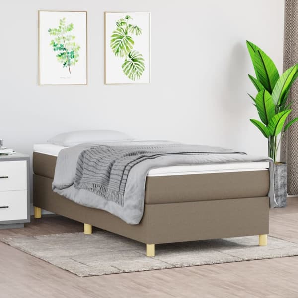 kontinentalseng med madras 90x190 cm stof gråbrun