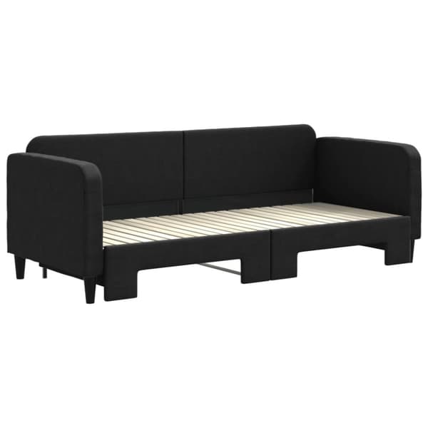 daybed med udtræk 80x200 cm stof sort