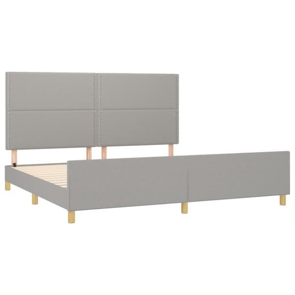 sengeramme med sengegavl 200x200 cm stof lysegrå