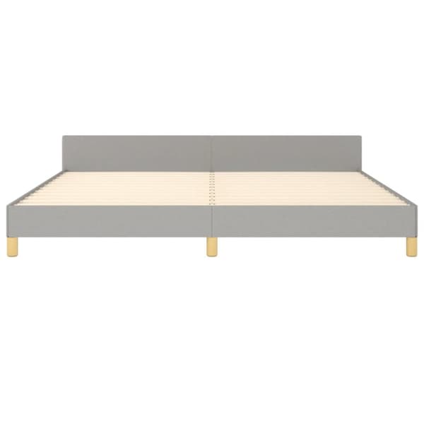 sengeramme med sengegavl 200x200 cm stof lysegrå