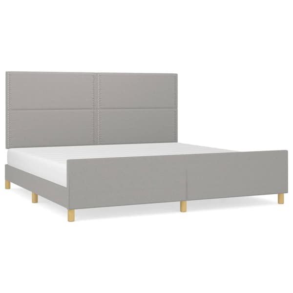 sengeramme med sengegavl 200x200 cm stof lysegrå
