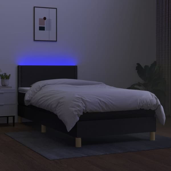 kontinentalseng med LED-lys 80x200 cm stof sort