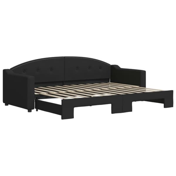 daybed med udtræk 80x200 cm stof sort
