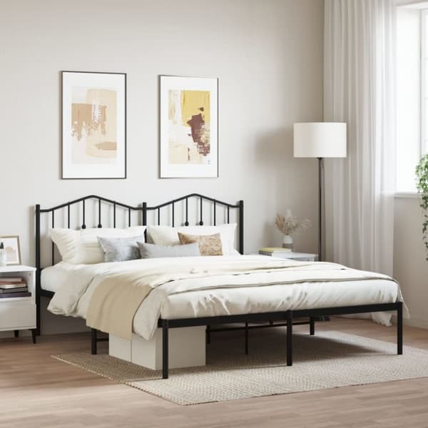 sengeramme med sengegavl 183x213 cm metal sort