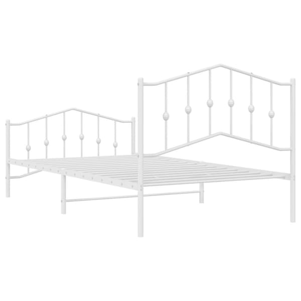Sängram med huvudgavel och fotgavel vit metall 107x203 cm