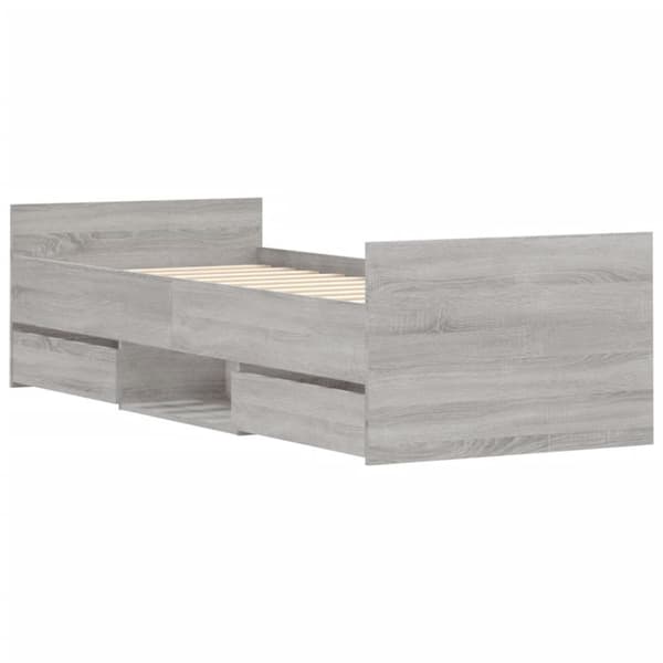 sengeramme med sengegavl og fodgærde 75x190 cm grå sonoma-eg