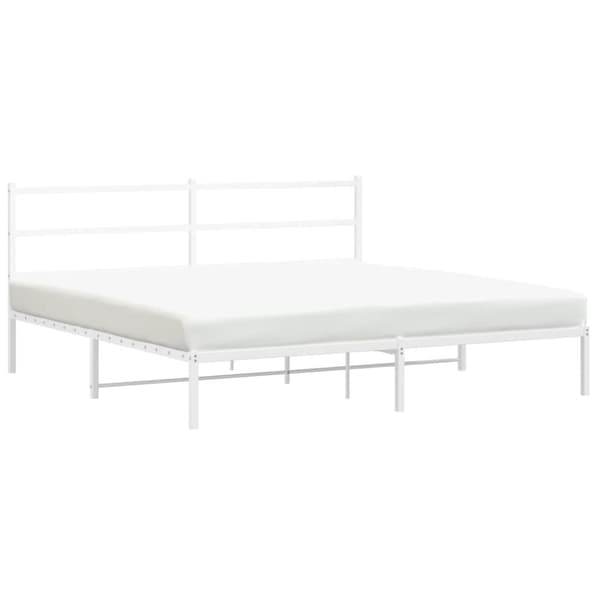 Sängram med huvudgavel metall vit 183x213 cm