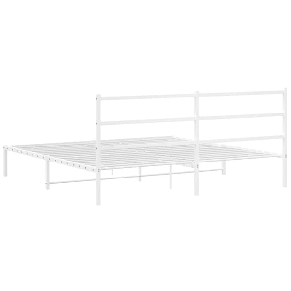 Sängram med huvudgavel metall vit 183x213 cm