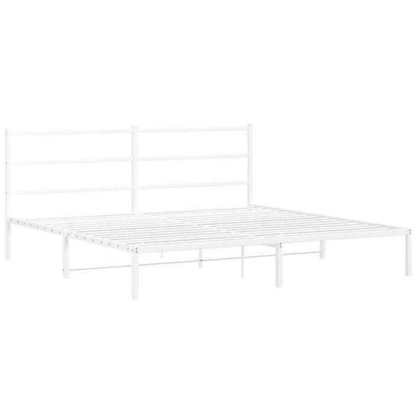 Sängram med huvudgavel metall vit 183x213 cm