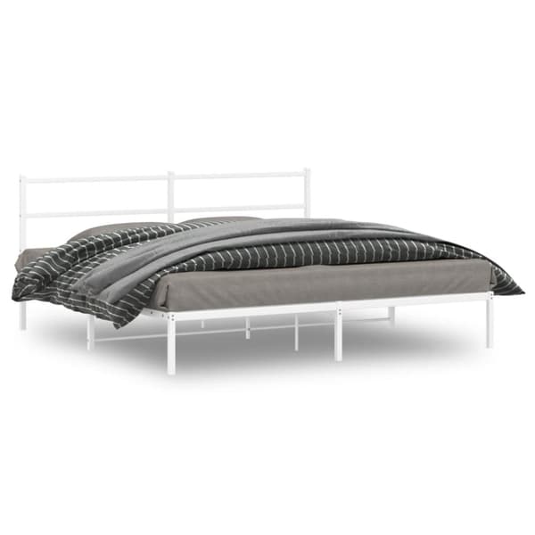 Sängram med huvudgavel metall vit 183x213 cm
