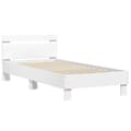 Miniatyrbillede 6 af 10: sengeramme med sengegavl og LED-lys 90x190 cm hvid