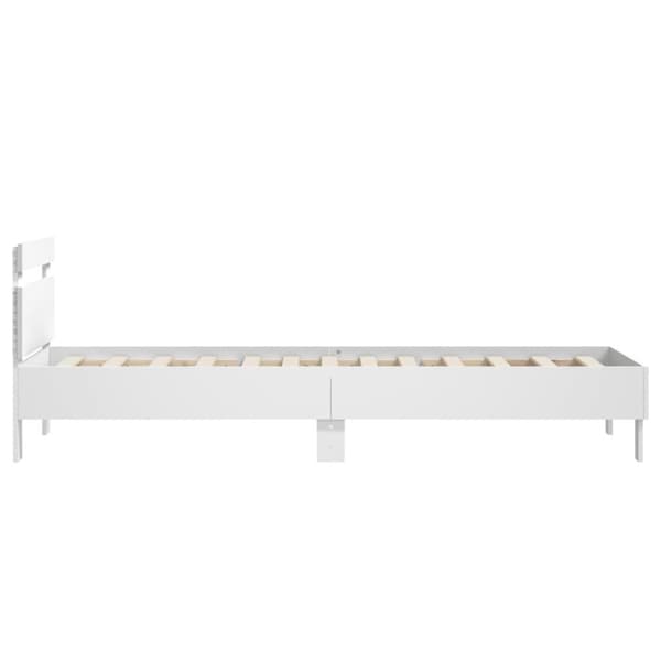 sengeramme med sengegavl og LED-lys 90x190 cm hvid