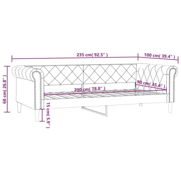 daybed 90x200 cm kunstlæder hvid