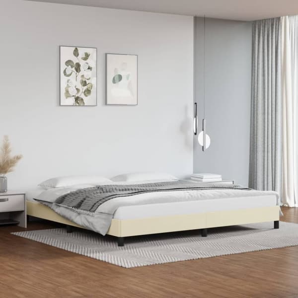 Sängram gräddvit 200x200 cm konstläder