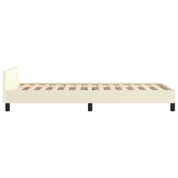 Sängram med huvudgavel gräddvit 90x190 cm konstläder