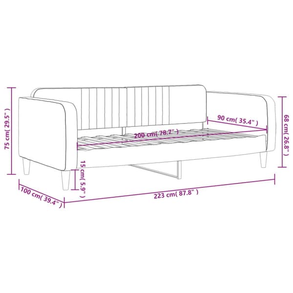 daybed 90x200 cm velour blå