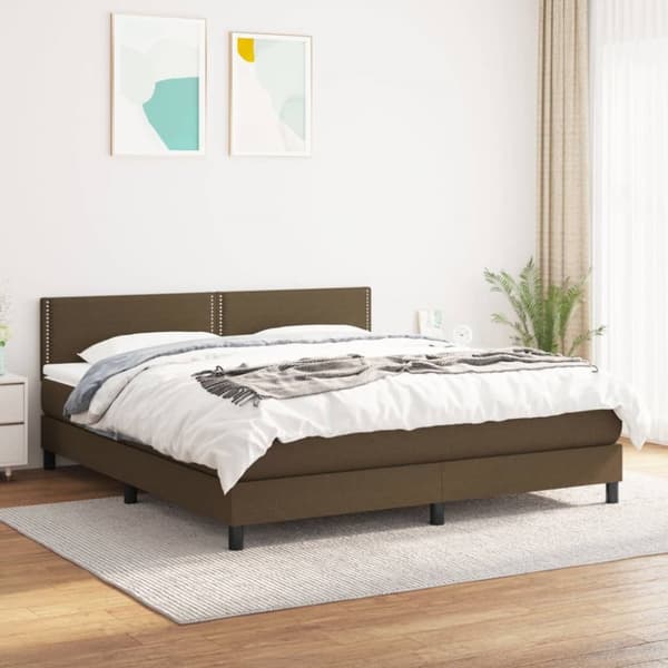 kontinentalseng med madras 180x200 cm stof mørkebrun