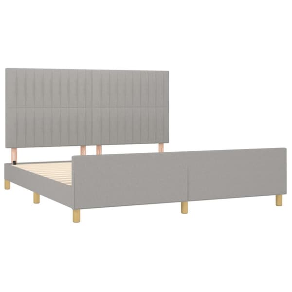 sengeramme med sengegavl 160x200 cm stof lysegrå