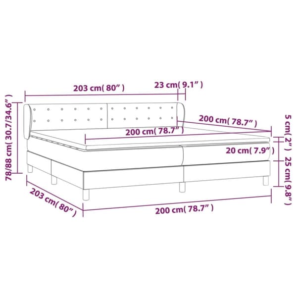 kontinentalseng med madras 200x200 cm stof sort