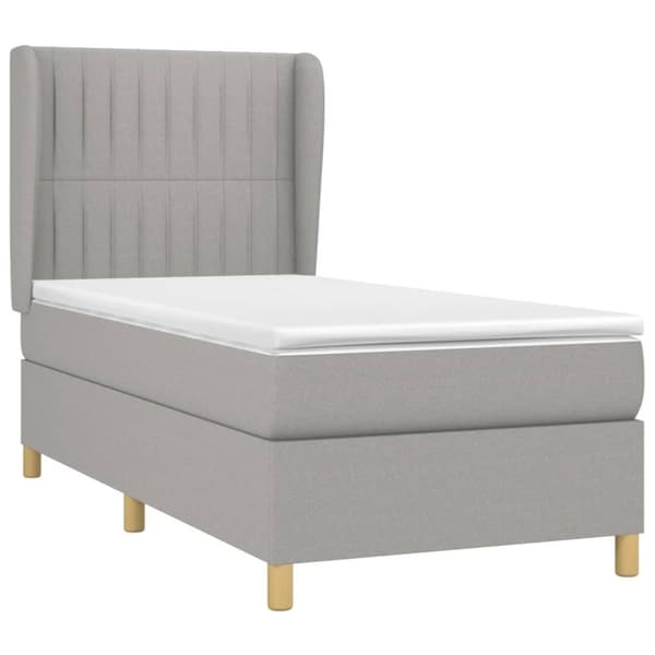 Ramsäng med madrass ljusgrå 100x200 cm tyg