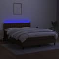 Miniatyrbillede 4 af 8: kontinentalseng med LED-lys 140x190 cm stof mørkebrun