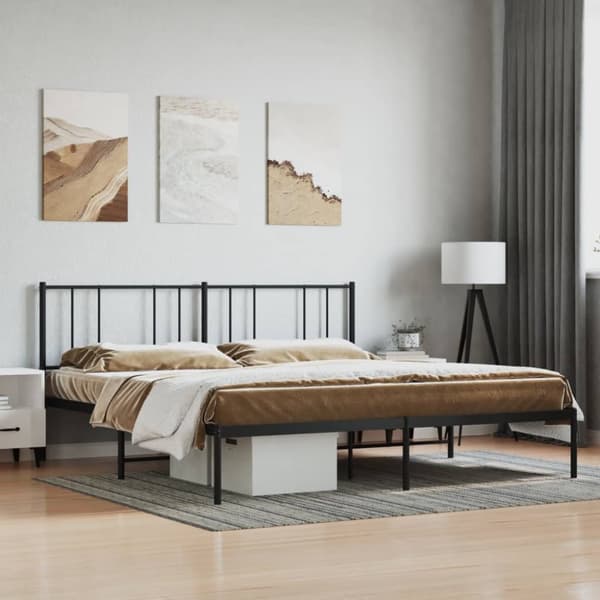 sengeramme med sengegavl 183x213 cm metal sort