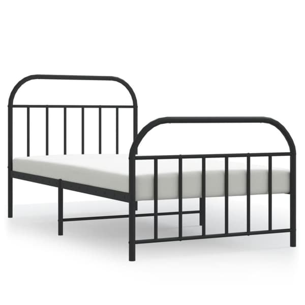 sengeramme med sengegavl og fodgærde 107x203 cm metal sort