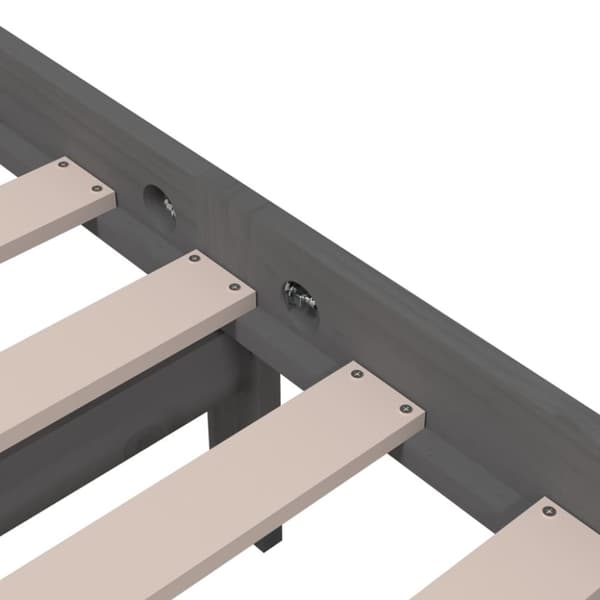 sengeramme 135x190 cm Double massivt fyrretræ grå