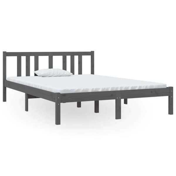 sengeramme 135x190 cm Double massivt fyrretræ grå