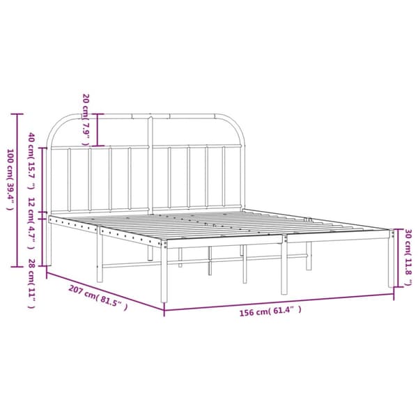 sengeramme med sengegavl 150x200 cm metal sort
