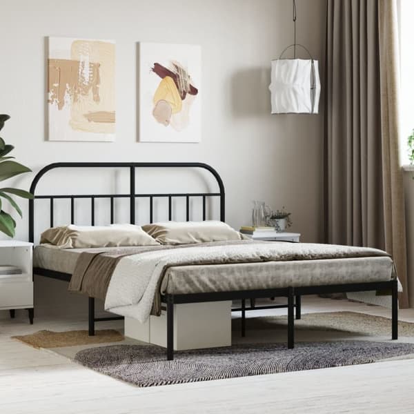 sengeramme med sengegavl 150x200 cm metal sort