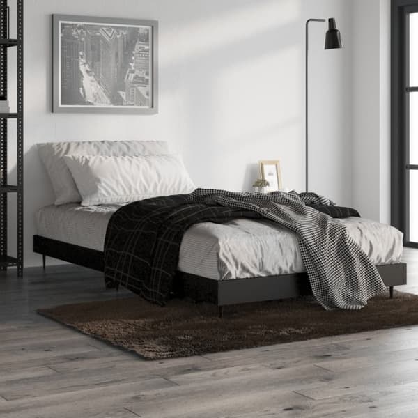 sengeramme 100x200 cm konstrueret træ sort