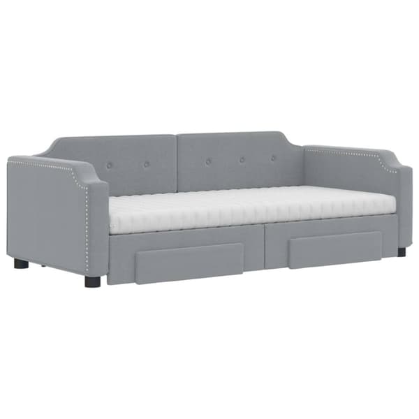 daybed med udtræk og skuffer 100x200 cm stof lysegrå