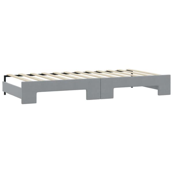 daybed med udtræk og skuffer 100x200 cm stof lysegrå
