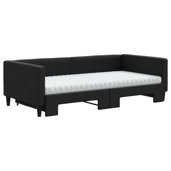 daybed med udtræk og madras 100x200 cm stof sort