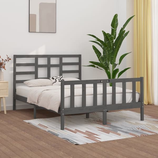 sengeramme 150x200 cm King Size massivt fyrretræ grå