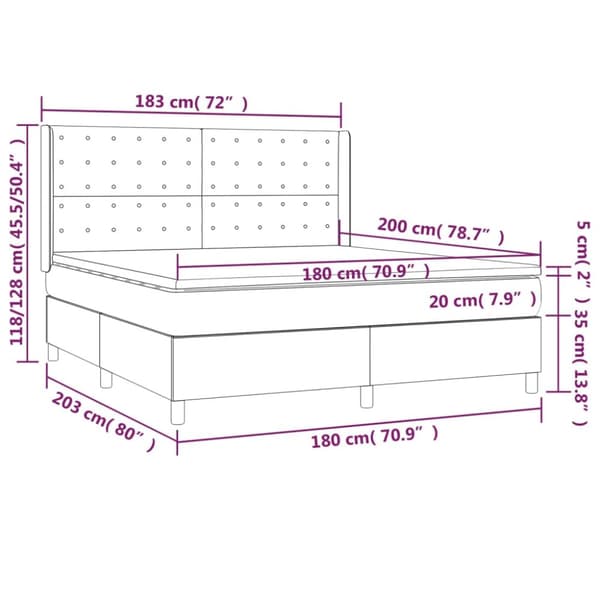 Ramsäng med madrass & LED svart 180x200 cm konstläder