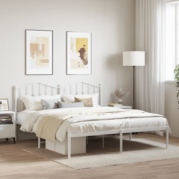 sengeramme med sengegavl 183x213 cm metal hvid