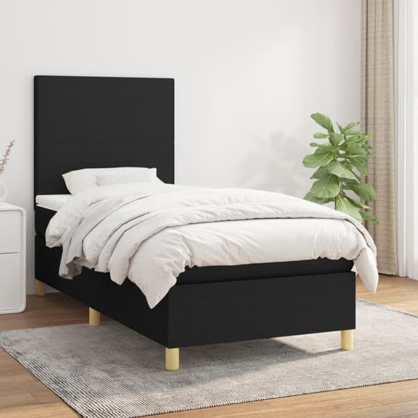 kontinentalseng med madras 80x200 cm stof sort
