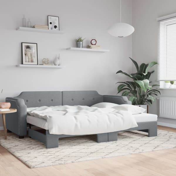 Dagbädd utdragbar ljusgrå 100x200 cm tyg