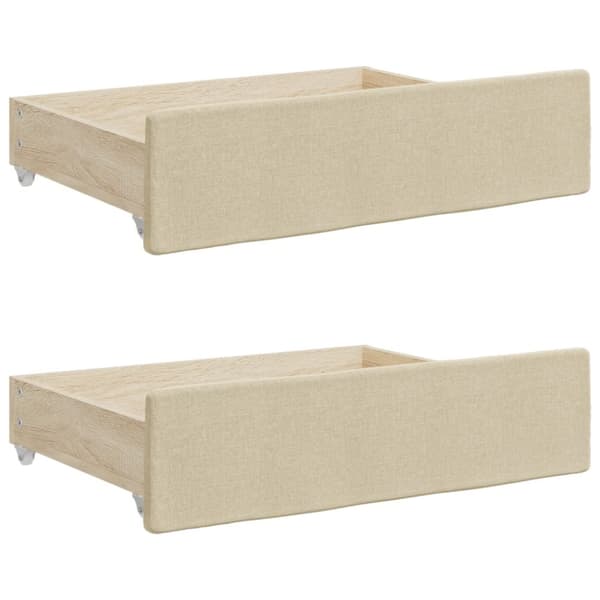 daybed med udtræk og skuffer 100x200 cm stof cremefarvet
