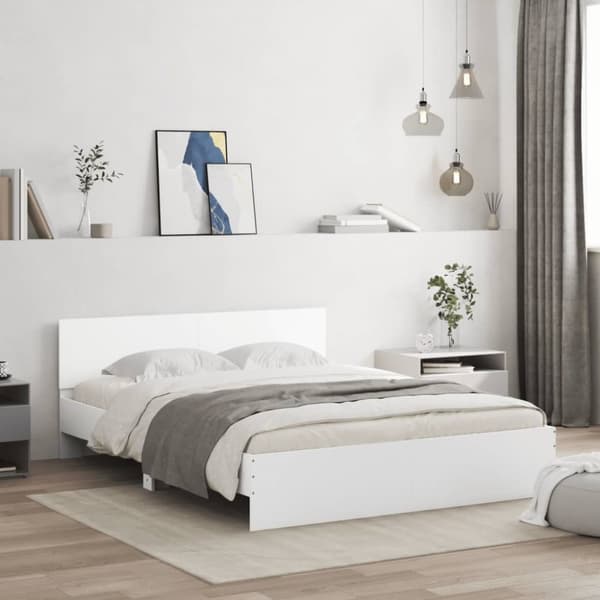 sengeramme med sengegavl 140x190 cm hvid